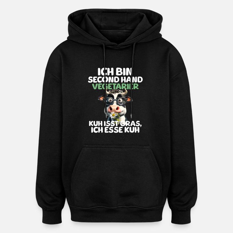 Végétarien d’occasion - Sweat à capuche oversize unisexe - noir
