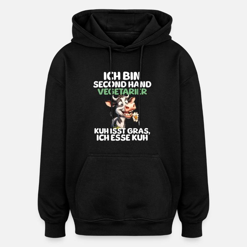 Second Hand Vegetarian - Oversized Unisex Hoodie - black