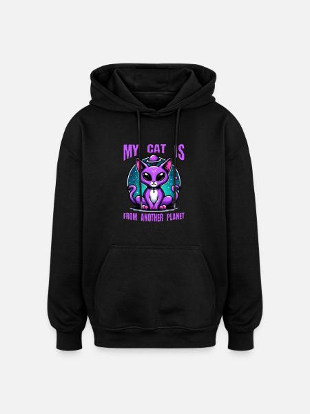 Cat Astronaut Cat Lover - Oversized Unisex Hoodie - black