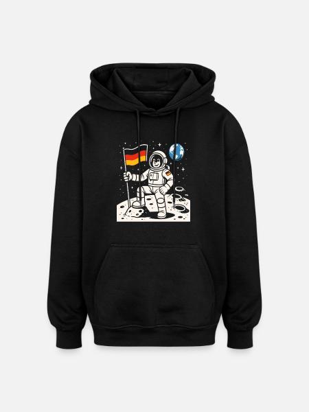 Adventurous astronaut with German flag - Oversized Unisex Hoodie - black