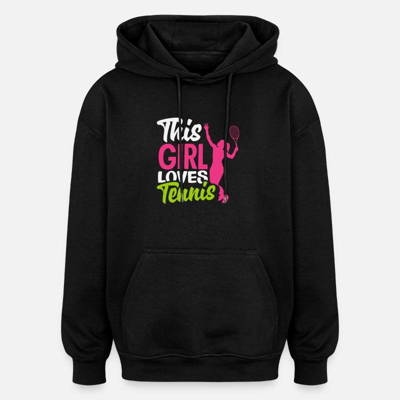 Fille Aime Joueur De Tennis - Sweat à capuche oversize unisexe - noir