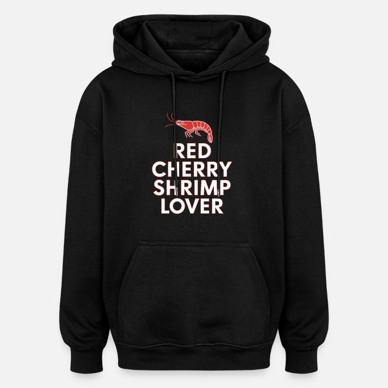 Red Cherry Shrimp Lover - Oversized Unisex Hoodie - black