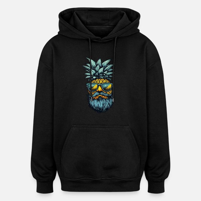 Pineapple with beard - Oversized Unisex Hoodie - black