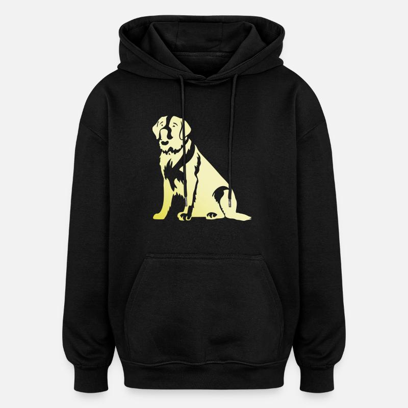 Silhouette de chien Saint-Bernard - Sweat à capuche oversize unisexe - noir