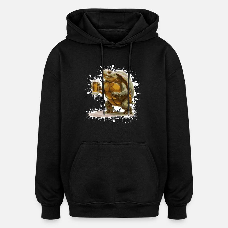 Bière Tortue Drôle - Sweat à capuche oversize unisexe - noir