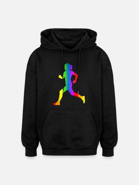 Bunter Läuferin Regenbogen - Oversized Unisex Hoodie - Schwarz