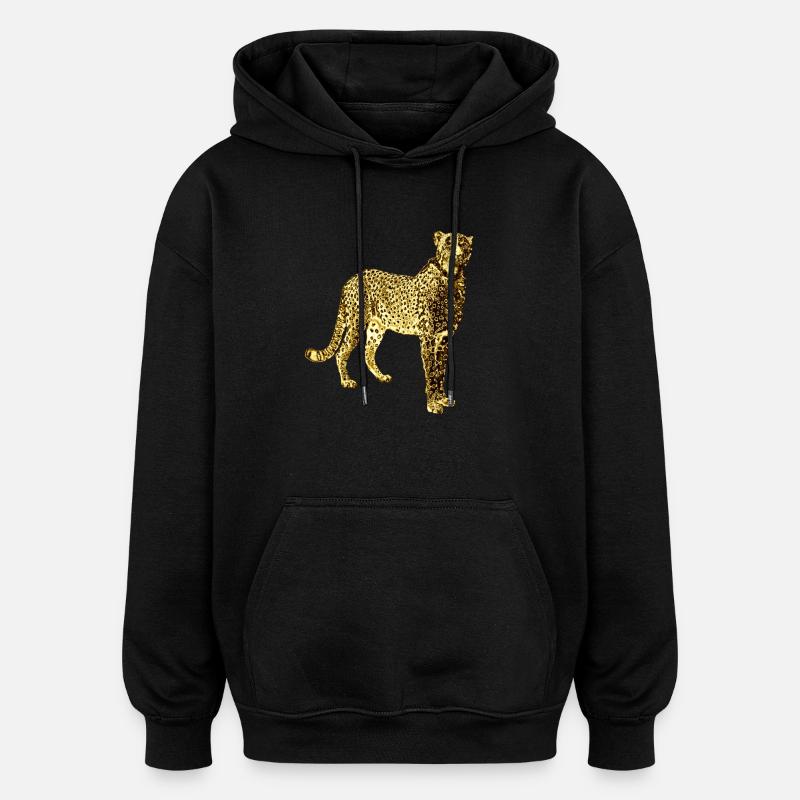 Leopard Goldene Graffiti Kunst - Oversized Unisex Hoodie - Schwarz