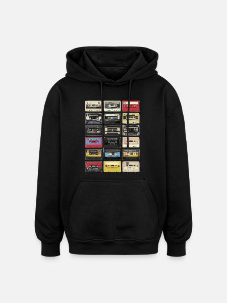 Cassettes rétro - Sweat à capuche oversize unisexe - noir