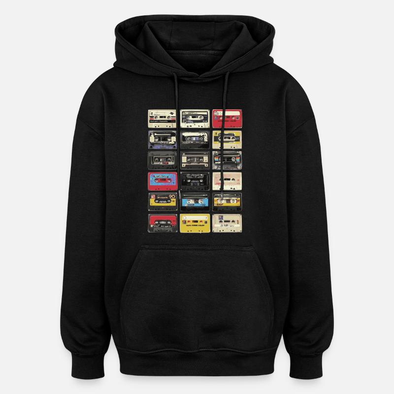 Cassettes rétro - Sweat à capuche oversize unisexe - noir