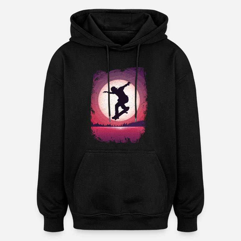SK8R | | lune | de skateboard Patinage - Sweat à capuche oversize unisexe - noir