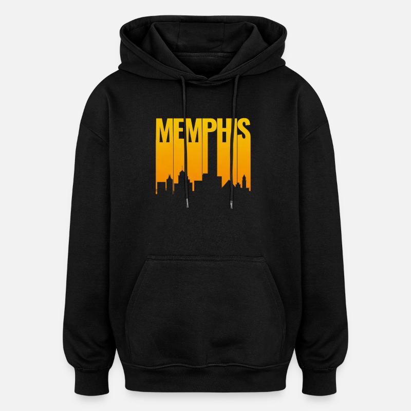 Memphis Skyline Gold Gradient - Oversized Unisex Hoodie - black