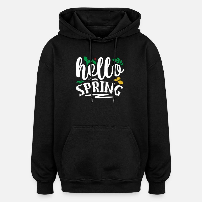 Hello Spring - Oversized Unisex Hoodie - black
