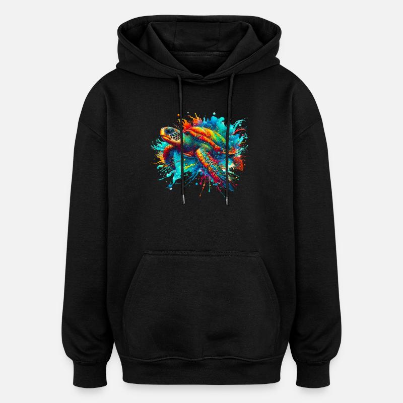 Tortue - Sweat à capuche oversize unisexe - noir