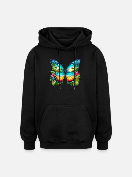 Butterfly - Oversized Unisex Hoodie - black