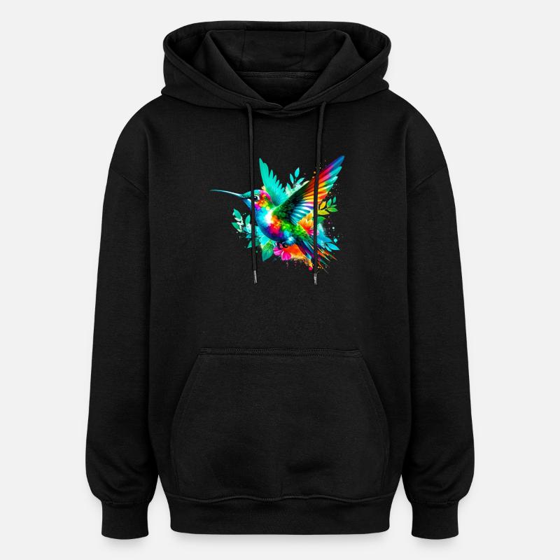 Hummingbird - Oversized Unisex Hoodie - black