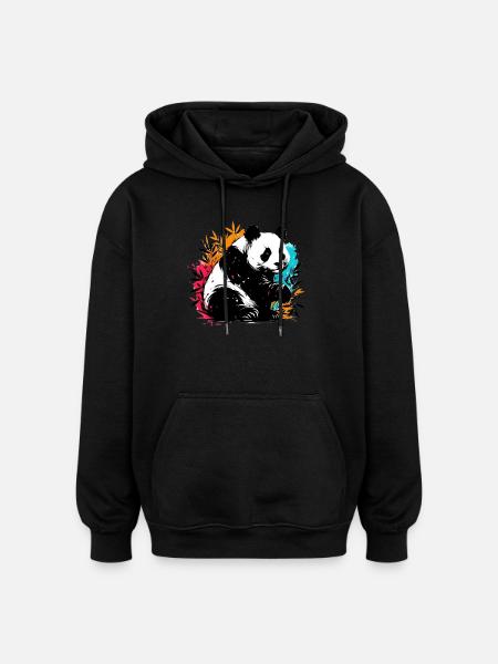 Panda - Sweat à capuche oversize unisexe - noir