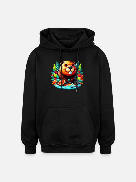 Beaver - Oversized Unisex Hoodie - black