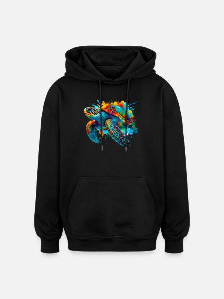 Turtle - Oversized Unisex Hoodie - black