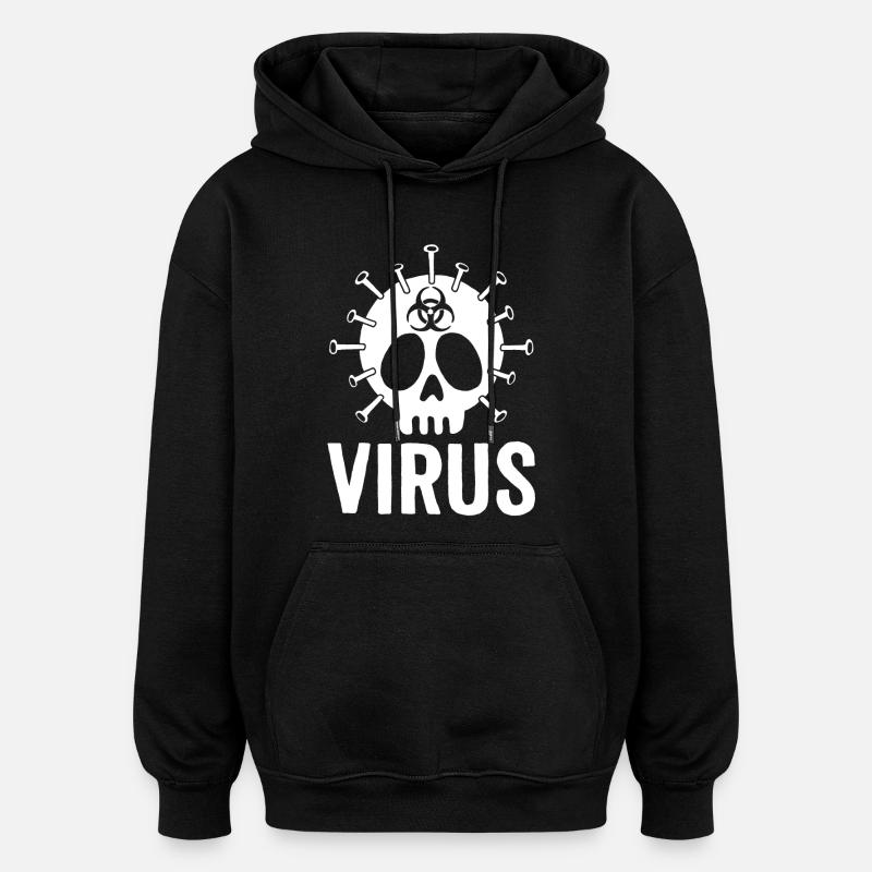 Crâne de virus - Sweat à capuche oversize unisexe - noir