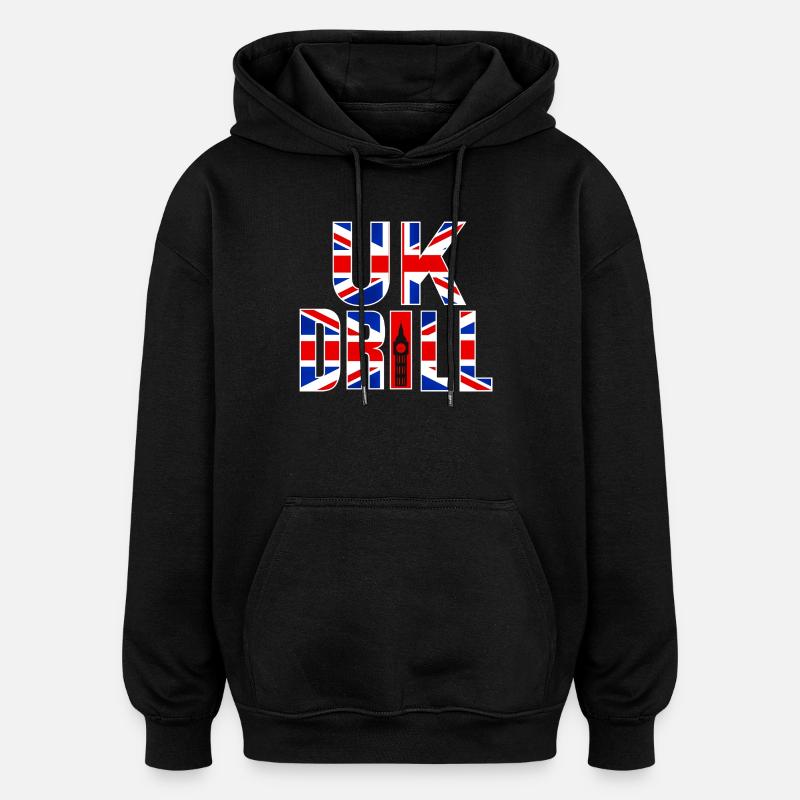 UK DRILL - Sweat à capuche oversize unisexe - noir