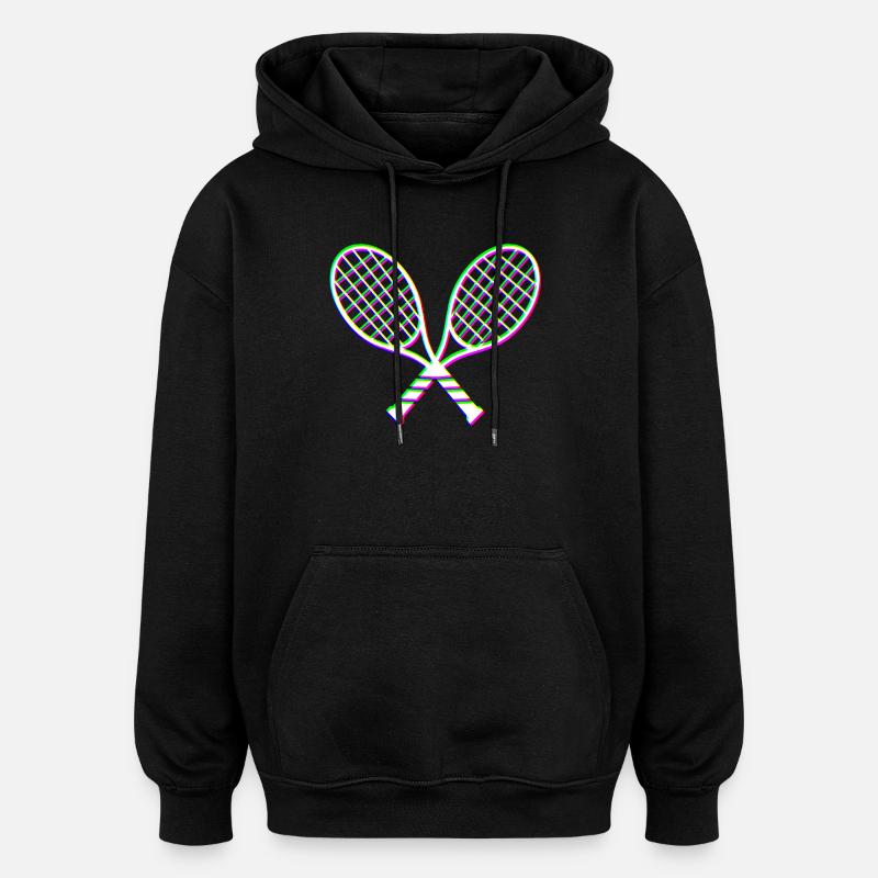 Raquette de tennis à effet Glitch - Sweat à capuche oversize unisexe - noir