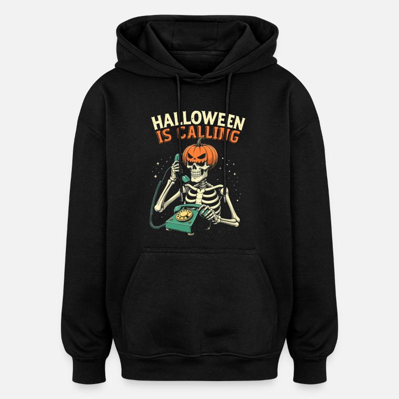 Squelette Halloween avec Citrouille - Sweat à capuche oversize unisexe - noir