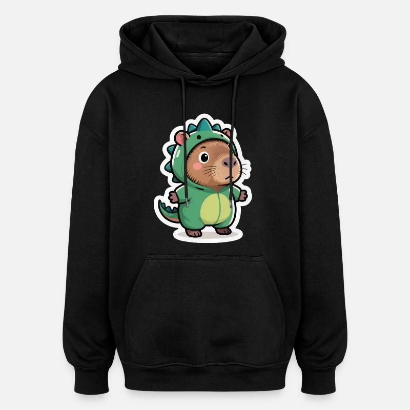 Capybara Dino Dinosaur - Oversized Unisex Hoodie - black