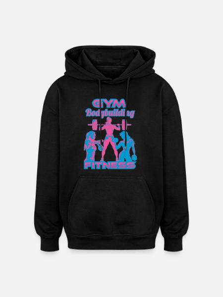 Fitness-gymGirls - Oversized Unisex Hoodie - black