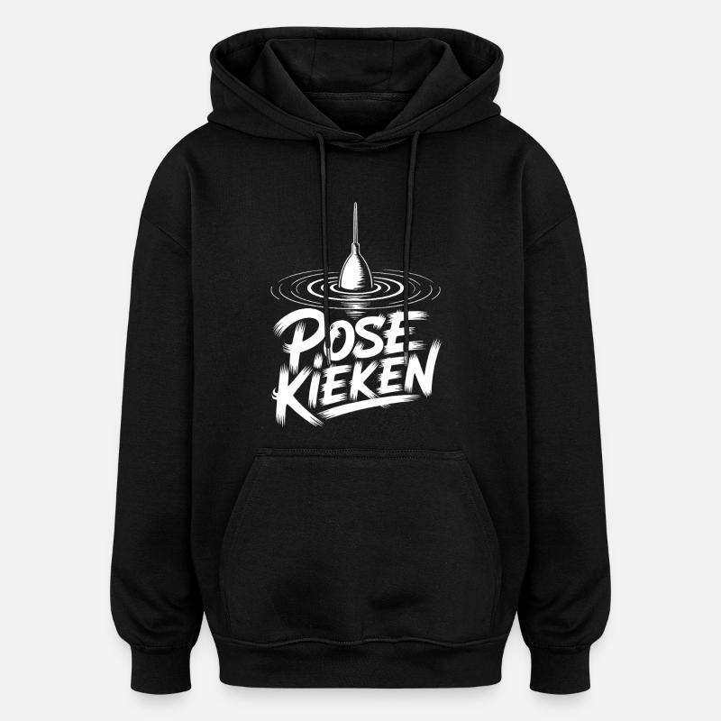 Conception de la posture du pêcheur - Sweat à capuche oversize unisexe - noir