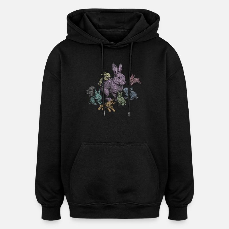 Lapin - Sweat à capuche oversize unisexe - noir