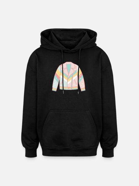 Diagonal pastel bow jacket - Oversized Unisex Hoodie - black