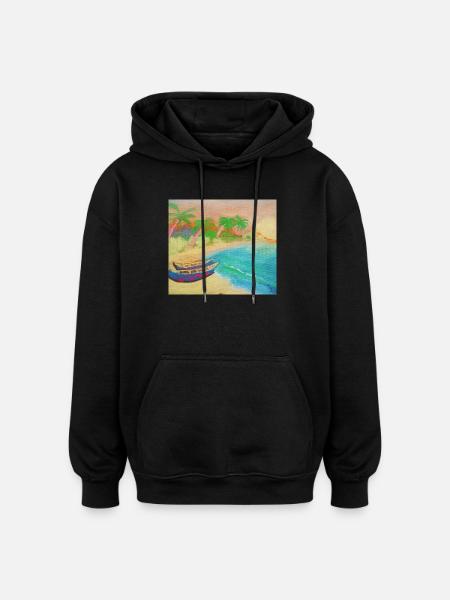 Reflets d'azur - Sweat à capuche oversize unisexe - noir