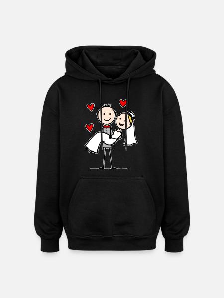Hochzeitspaar Cartoon  - Oversized Unisex Hoodie - Schwarz