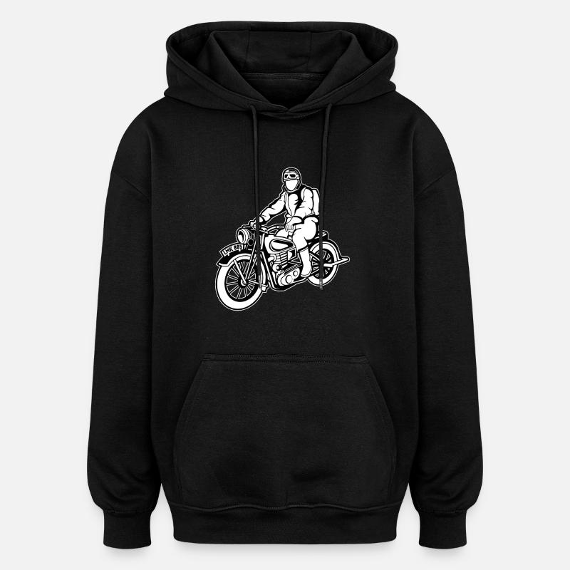 Chopper / moto 04_schwarz blanc - Sweat à capuche oversize unisexe - noir