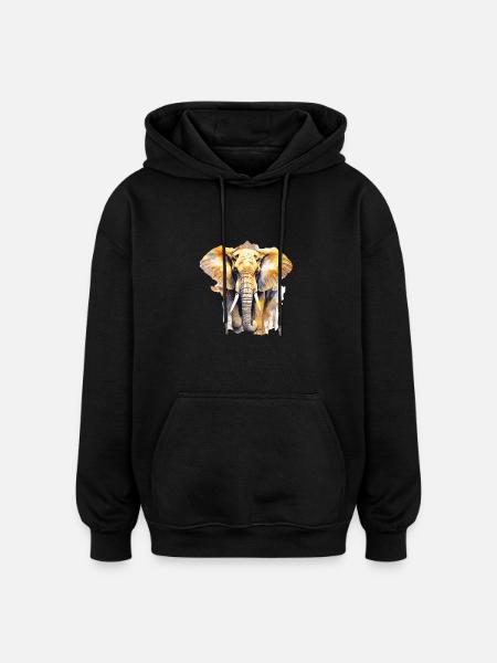 Elephant - Oversized Unisex Hoodie - black