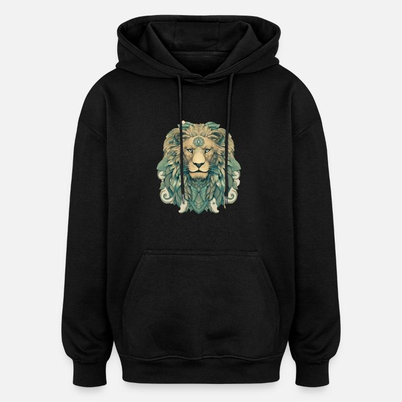 Löwe - Oversized Unisex Hoodie - Schwarz