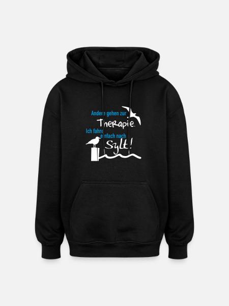 Therapie Sylt - Oversized Unisex Hoodie - Schwarz