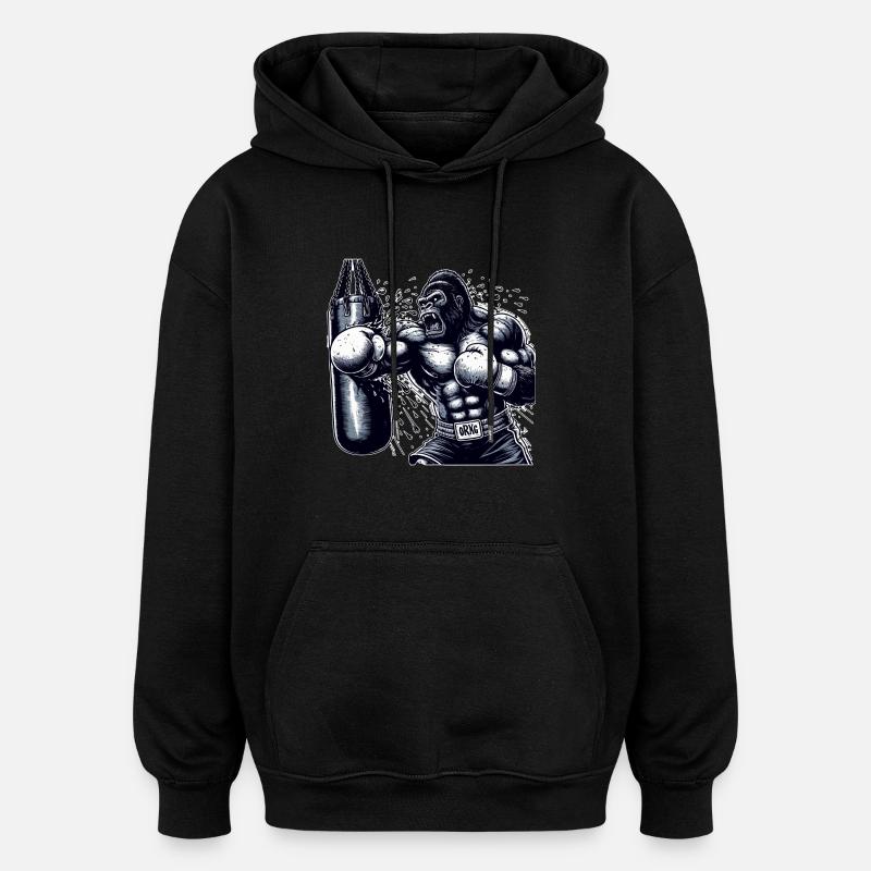 Boxender Gorilla - Oversized Unisex Hoodie - Schwarz