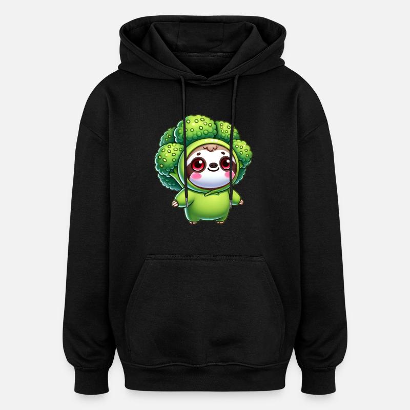 Sloth Broccoli Vegetable Costume Carnival - Oversized Unisex Hoodie - black