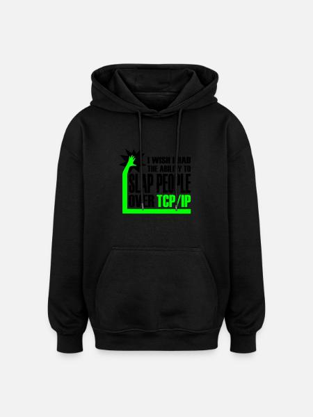 slap_over_tcp_ip - Oversized Unisex Hoodie - black