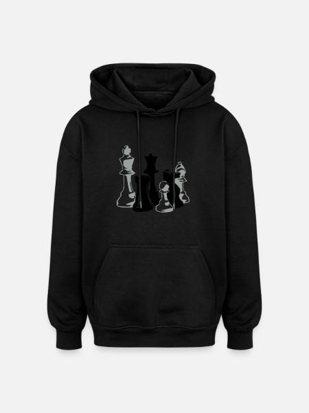 échecs - Sweat à capuche oversize unisexe - noir