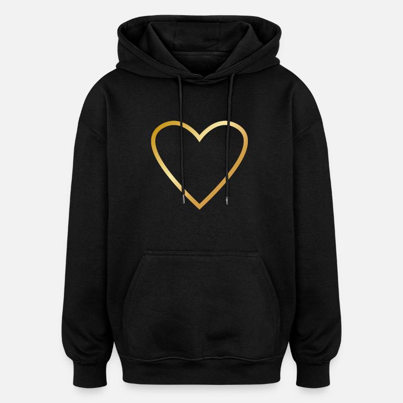 Cœur Or - Sweat à capuche oversize unisexe - noir