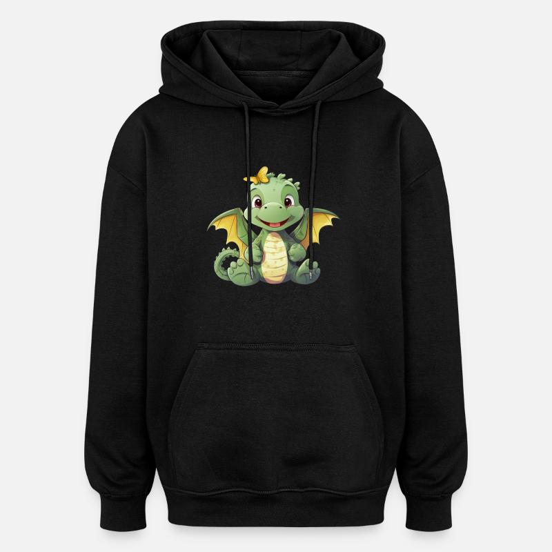 Dino Dinosaure Ange Ailes Dragon - Sweat à capuche oversize unisexe - noir