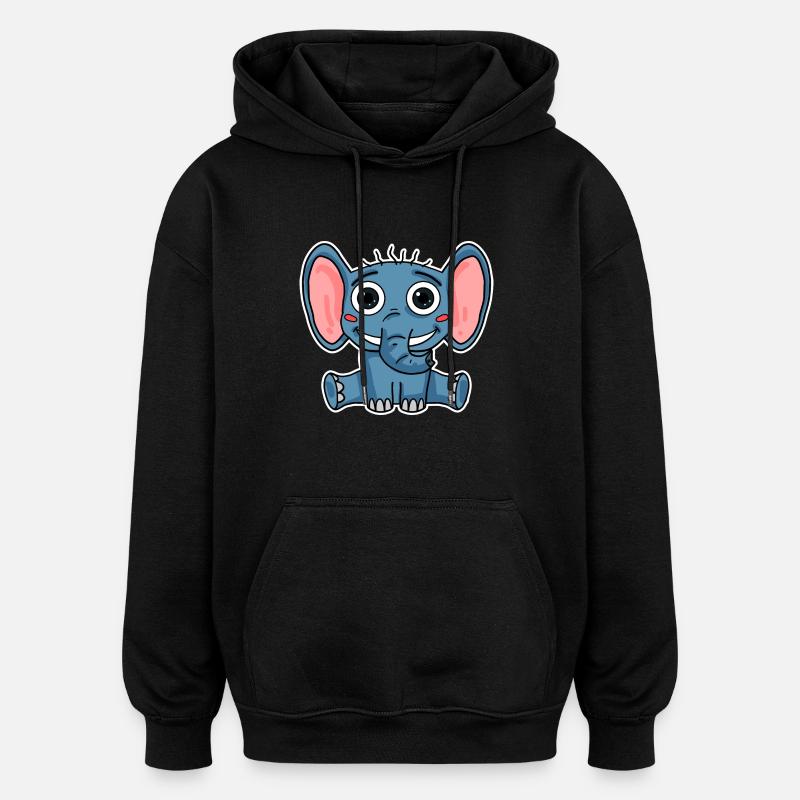 Éléphant - Sweat à capuche oversize unisexe - noir