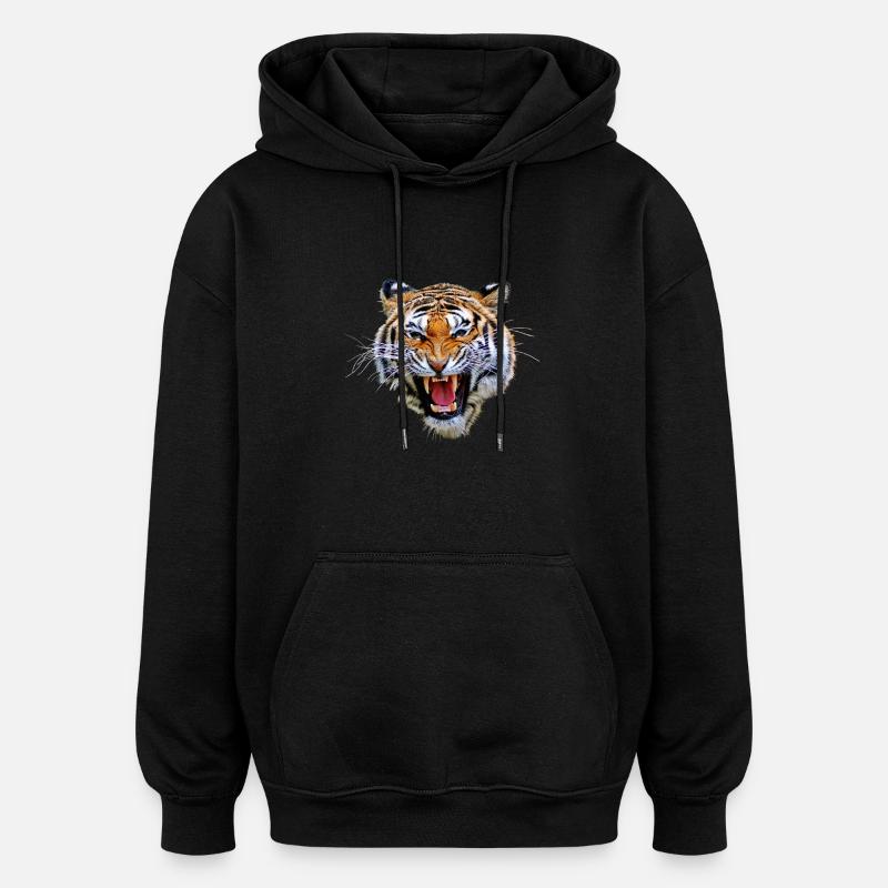 tigre tg835 - Sweat à capuche oversize unisexe - noir