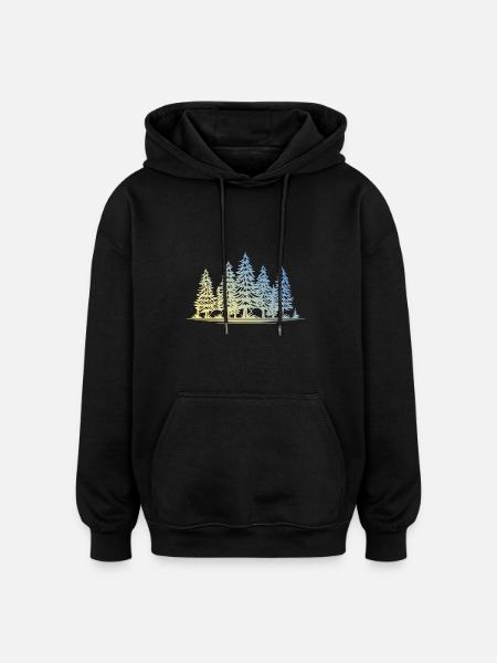 Forest Trees - Oversized Unisex Hoodie - black