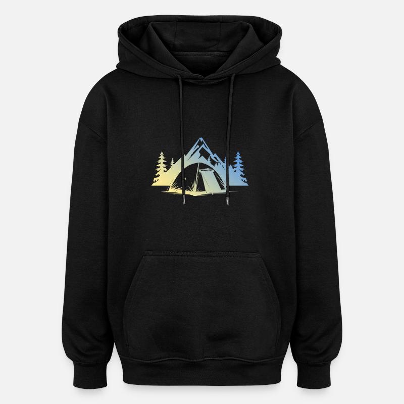 Camping Zelt - Oversized Unisex Hoodie - Schwarz