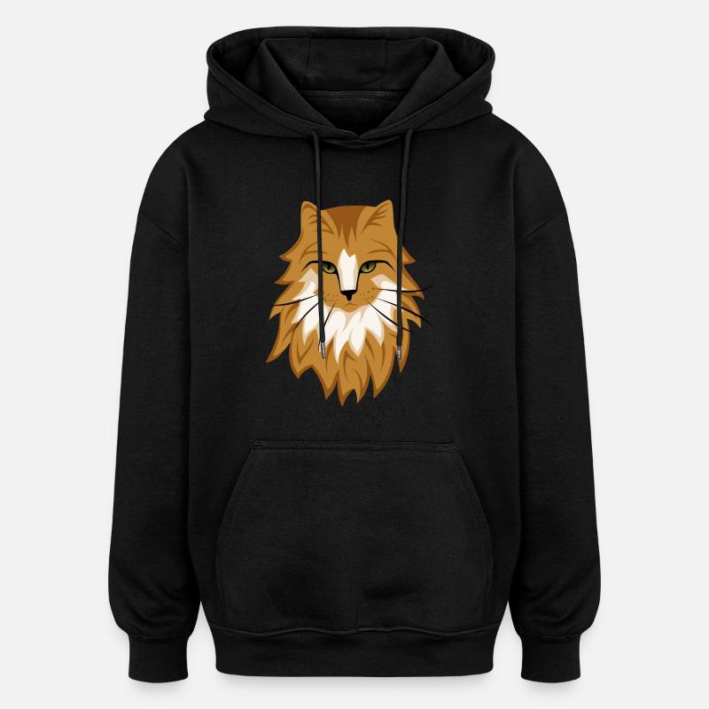 Braune Katze - Oversized Unisex Hoodie - Schwarz