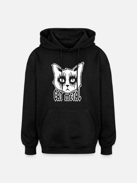 Métal Cat - Sweat à capuche oversize unisexe - noir