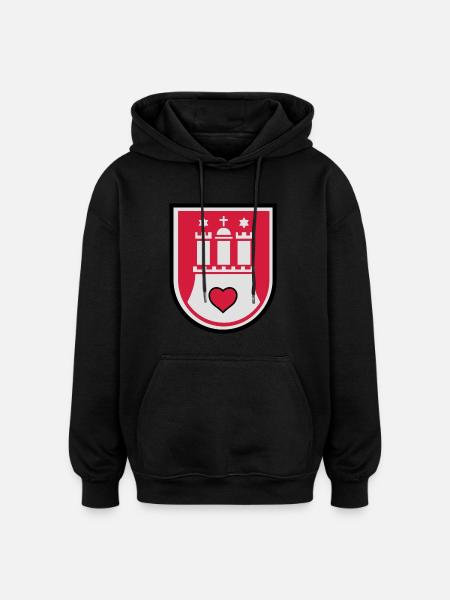 hamburg wappen - Oversized Unisex Hoodie - Schwarz